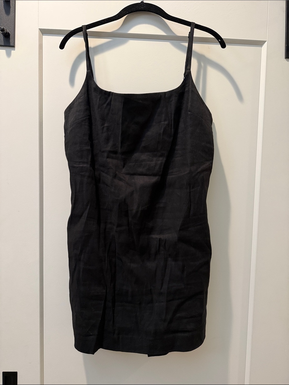 Madewell Black Linen Spaghetti Strap Romper Skort